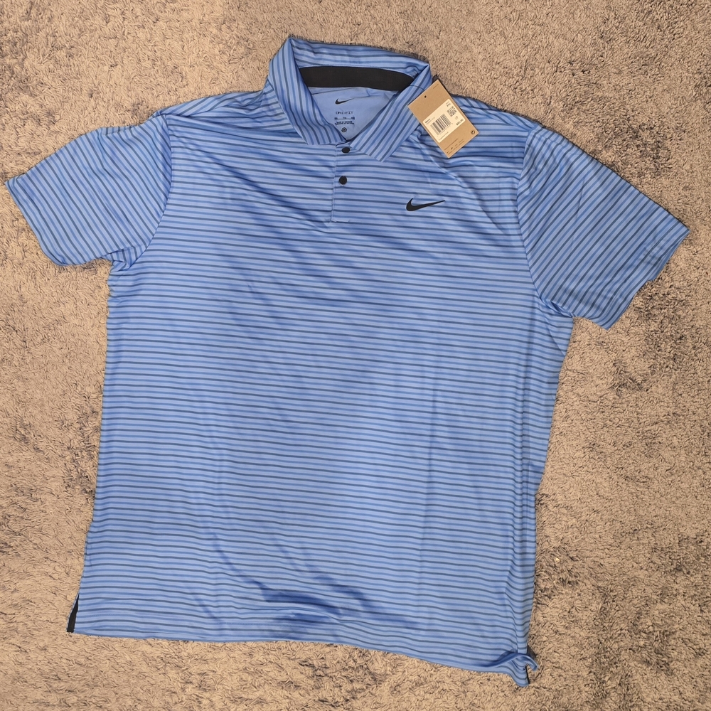 Nike Golf Tour Striped Dri-FIT Polo Shirt - Blue - XXL - NEW!
